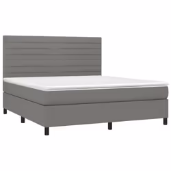 vidaXL Letto a Molle Materasso e LED Grigio Scuro 160x200cm in Tessuto - Vista aggiuntiva 3