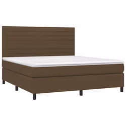 vidaXL Letto a Molle Materasso e LED Marrone Scuro 160x200 cm Tessuto - Vista aggiuntiva 3