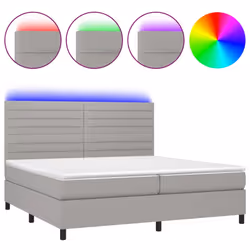 vidaXL Letto a Molle Materasso e LED Grigio Chiaro 200x200 cm Tessuto - Vista aggiuntiva 2