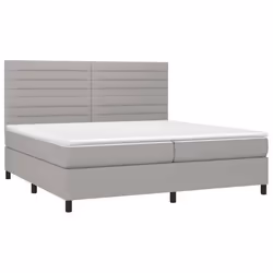 vidaXL Letto a Molle Materasso e LED Grigio Chiaro 200x200 cm Tessuto - Vista aggiuntiva 3