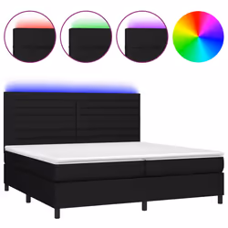 vidaXL Letto a Molle Materasso e LED Nero 200x200cm in Tessuto - Vista aggiuntiva 2