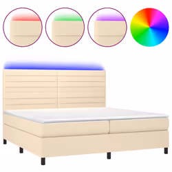 vidaXL Letto a Molle Materasso e LED bianco 200x200cm in Tessuto - Vista aggiuntiva 2