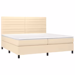 vidaXL Letto a Molle Materasso e LED bianco 200x200cm in Tessuto - Vista aggiuntiva 3