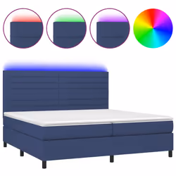 vidaXL Letto a Molle Materasso e LED Blu 200x200cm in Tessuto - Vista aggiuntiva 2