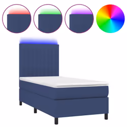 vidaXL Letto a Molle con Materasso e LED Blu 80x200 cm in Tessuto - Vista aggiuntiva 2