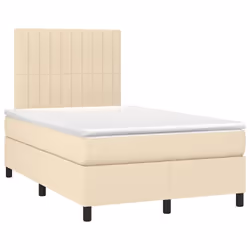 vidaXL Letto a Molle con Materasso e LED Crema 120x200cm in Tessuto - Vista aggiuntiva 3