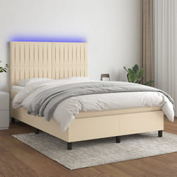 Letto a Molle con Materasso e LED Crema 140x190 cm in Tessutocod mxl 122913