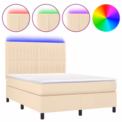 Letto a Molle con Materasso e LED Crema 140x190 cm in Tessutocod mxl 122913 - Vista aggiuntiva 2