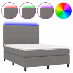 vidaXL Letto a Molle Materasso e LED Grigio Scuro 140x200cm in Tessuto - Vista aggiuntiva 2