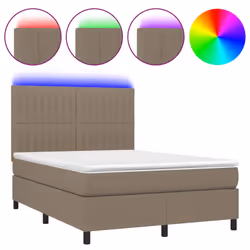vidaXL Letto a Molle con Materasso e LED Tortora 140x200 cm in Tessuto - Vista aggiuntiva 2