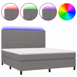 vidaXL Letto a Molle Materasso e LED Grigio Scuro 160x200cm in Tessuto - Vista aggiuntiva 2