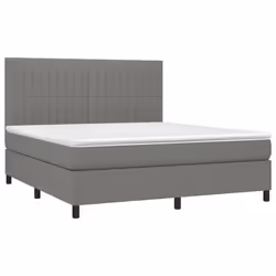 vidaXL Letto a Molle Materasso e LED Grigio Scuro 160x200cm in Tessuto - Vista aggiuntiva 3