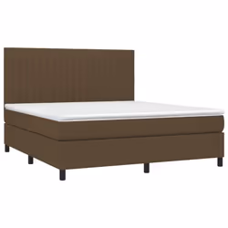 vidaXL Letto a Molle Materasso e LED MarroneScuro 180x200cm in Tessuto - Vista aggiuntiva 3