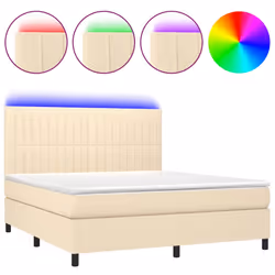 Letto a Molle con Materasso e LED Crema 180x200 cm in Tessutocod mxl 74993 - Vista aggiuntiva 2