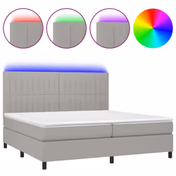 vidaXL Letto a Molle Materasso e LED Grigio Chiaro 200x200 cm Tessuto - Vista aggiuntiva 2