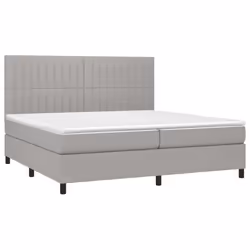 vidaXL Letto a Molle Materasso e LED Grigio Chiaro 200x200 cm Tessuto - Vista aggiuntiva 3