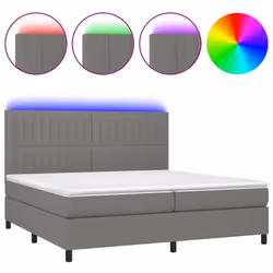 vidaXL Letto a Molle Materasso e LED Grigio Scuro 200x200cm in Tessuto - Vista aggiuntiva 2
