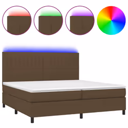 vidaXL Letto a Molle Materasso e LED Marronescuro 200x200cm in Tessuto - Vista aggiuntiva 2
