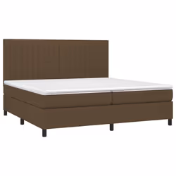 vidaXL Letto a Molle Materasso e LED Marronescuro 200x200cm in Tessuto - Vista aggiuntiva 3