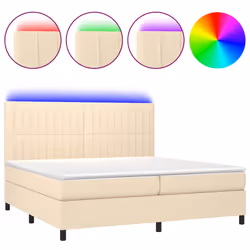 vidaXL Letto a Molle Materasso e LED bianco 200x200cm in Tessuto - Vista aggiuntiva 2
