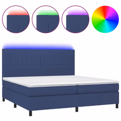 vidaXL Letto a Molle Materasso e LED Blu 200x200cm in Tessuto - Vista aggiuntiva 2