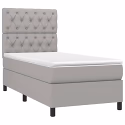 vidaXL Letto a Molle Materasso e LED Grigio Chiaro 80x200 cm Tessuto - Vista aggiuntiva 3