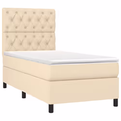 vidaXL Letto a Molle con Materasso e LED Crema 80x200 cm in Tessuto - Vista aggiuntiva 3