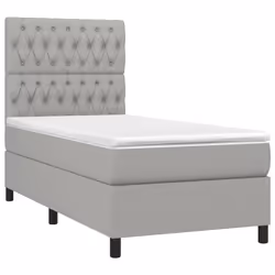 vidaXL Letto a Molle Materasso e LED Grigio Chiaro 90x190 cm Tessuto - Vista aggiuntiva 3