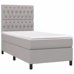 vidaXL Letto a Molle Materasso e LED Grigio Chiaro 90x200 cm Tessuto - Vista aggiuntiva 3