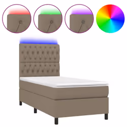 Letto a Molle con Materasso e LED Tortora 100x200cm in Tessutocod mxl 123541