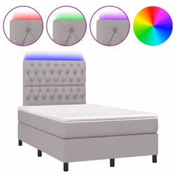 vidaXL Letto a Molle Materasso e LED Grigio Chiaro 120x200 cm Tessuto - Vista aggiuntiva 2