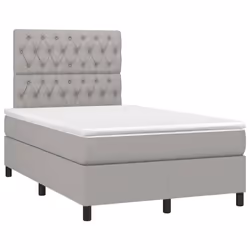 vidaXL Letto a Molle Materasso e LED Grigio Chiaro 120x200 cm Tessuto - Vista aggiuntiva 3