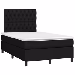vidaXL Letto a Molle con Materasso e LED Nero 120x200cm in Tessuto - Vista aggiuntiva 3