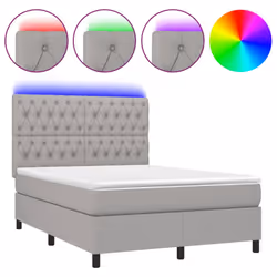 Letto a Molle Materasso e LED Grigio Chiaro 140x190 cm Tessutocod mxl 74991 - Vista aggiuntiva 2