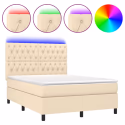 Letto a Molle con Materasso e LED Crema 140x190 cm in Tessutocod mxl 74987 - Vista aggiuntiva 2