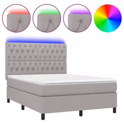 vidaXL Letto a Molle Materasso e LED Grigio Chiaro 140x200 cm Tessuto - Vista aggiuntiva 2