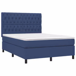 vidaXL Letto a Molle con Materasso e LED Blu 140x200 cm in Tessuto - Vista aggiuntiva 3