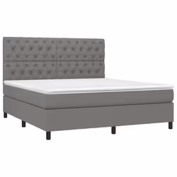 vidaXL Letto a Molle Materasso e LED Grigio Scuro 160x200cm in Tessuto - Vista aggiuntiva 3