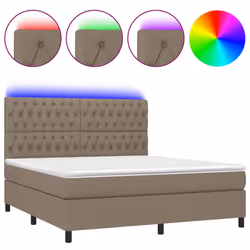 vidaXL Letto a Molle con Materasso e LED Tortora 160x200 cm in Tessuto - Vista aggiuntiva 2
