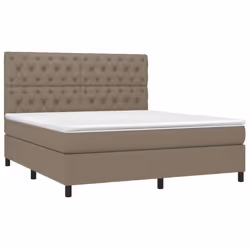 vidaXL Letto a Molle con Materasso e LED Tortora 160x200 cm in Tessuto - Vista aggiuntiva 3