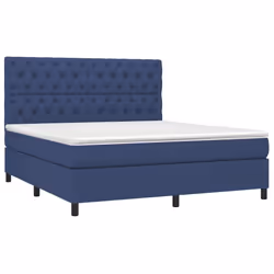 vidaXL Letto a Molle con Materasso e LED Blu 160x200 cm in Tessuto - Vista aggiuntiva 3