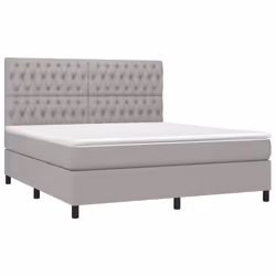 vidaXL Letto a Molle Materasso e LED Grigio Chiaro 180x200 cm Tessuto - Vista aggiuntiva 3