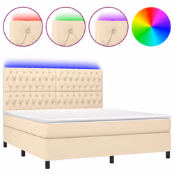 Letto a Molle con Materasso e LED Crema 180x200 cm in Tessutocod mxl 122921 - Vista aggiuntiva 2