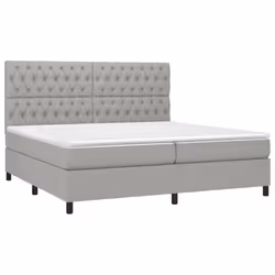 vidaXL Letto a Molle Materasso e LED Grigio Chiaro 200x200 cm Tessuto - Vista aggiuntiva 3