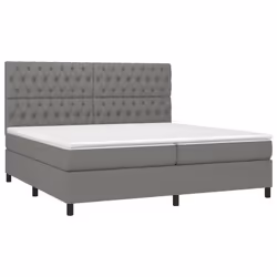 vidaXL Letto a Molle Materasso e LED Grigio Scuro 200x200cm in Tessuto - Vista aggiuntiva 3