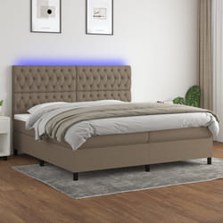 vidaXL Letto a Molle Materasso e LED tortora 200x200cm in Tessuto