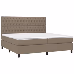 vidaXL Letto a Molle Materasso e LED tortora 200x200cm in Tessuto - Vista aggiuntiva 3