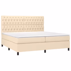 vidaXL Letto a Molle Materasso e LED bianco 200x200cm in Tessuto - Vista aggiuntiva 3