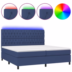 vidaXL Letto a Molle Materasso e LED Blu 200x200cm in Tessuto - Vista aggiuntiva 2