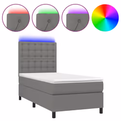 vidaXL Letto a Molle Materasso e LED Grigio Scuro 80x200 cm in Tessuto - Vista aggiuntiva 2